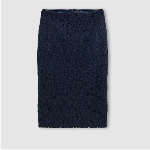 NWOT Le Redout Atelier navy lace pencil skirt - Picture 1 of 6